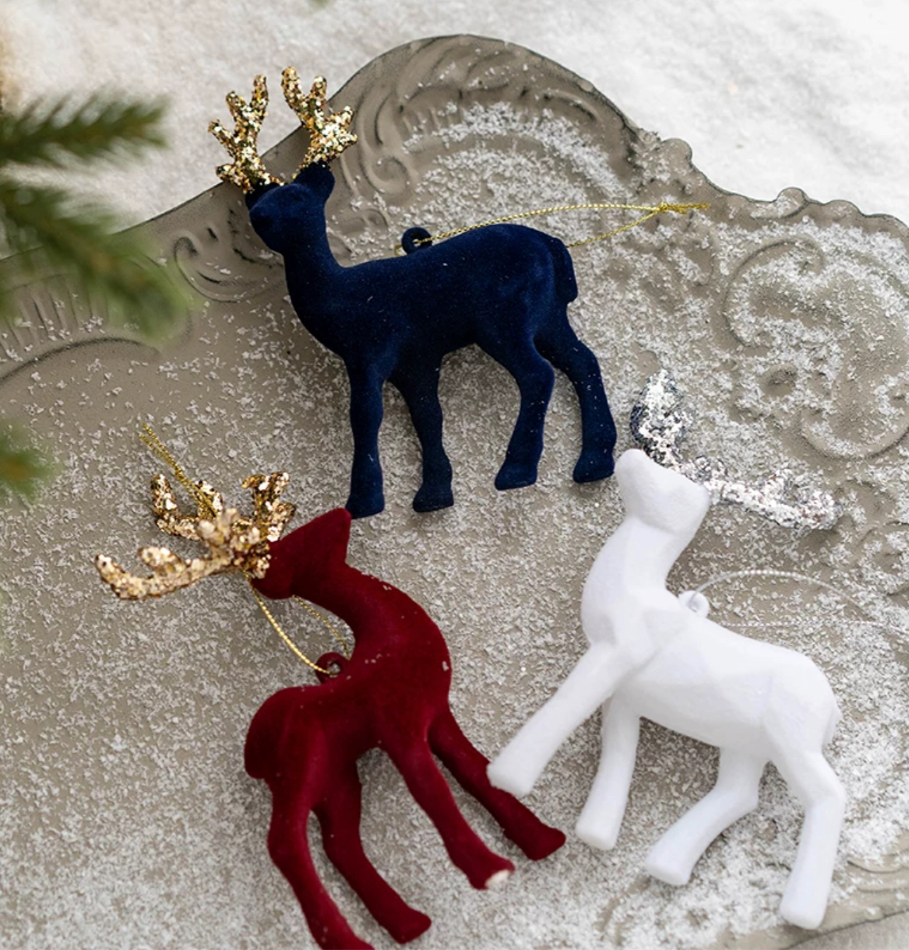Elegant Reindeer Tree Ornaments