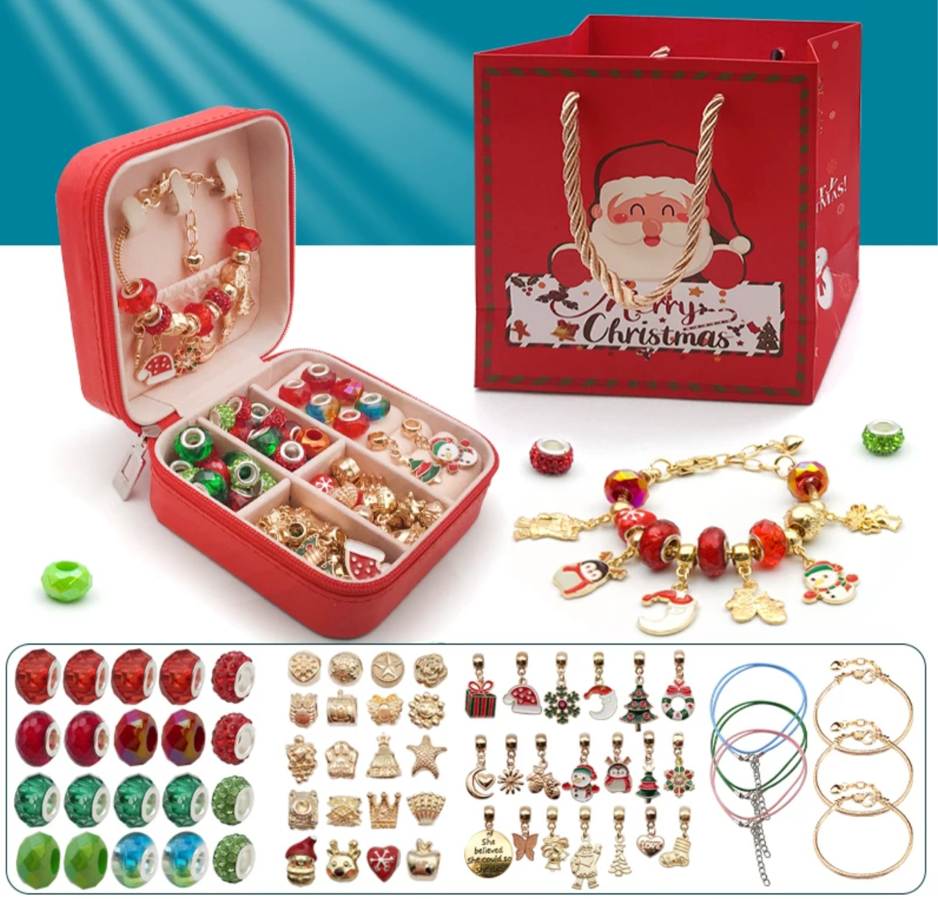 DIY Christmas Charm bracelet set