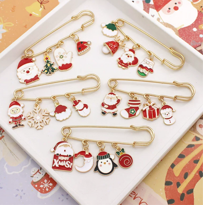 Set of 5 Christmas Broaches