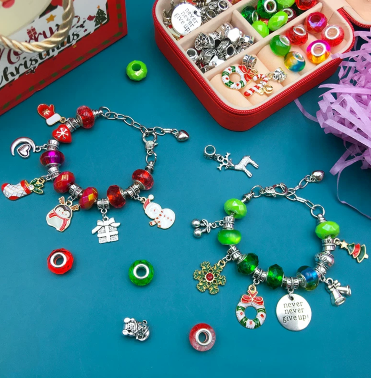 DIY Christmas Charm bracelet set